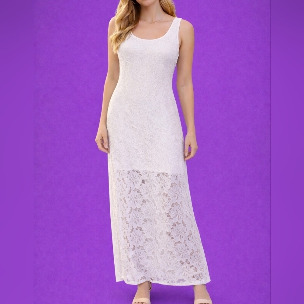 Charlotte RUSSE Winter White Sleeveless Walk Through Maxi Dress NWOT
